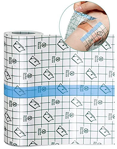 TOPJOWGA Wasserdicht Transparent Bandage, 5cmX10m Wasserdichte Transparente Filmrolle, Wasserdichtes Pflaster Verband, Klarer Film Verbandklebeband Wundverband Fixierer Pflaster Verband