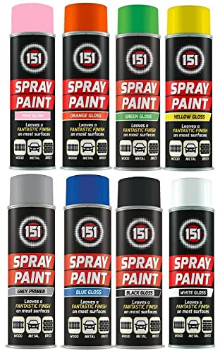 SuperGift.com 8 Cans Gloss Finish 250ml Multipurpose Aerosol Spray Paint Can For All Purpose