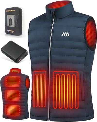 Chaleco calefactable eléctrico con batería de 15000mAh Chaleco calefactable ultraligero sin mangas 9 zonas de calefacción con 3 modos de calefacción protección contra el frío invernal color azul, S