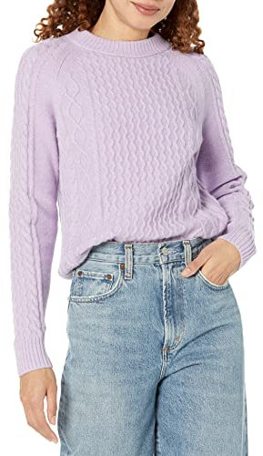 Amazon Essentials Damen Pullover mit Zopfmuster, Pastelllila, XL