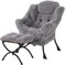 Welnow Lazy Chair mit Ottomane, moderner Lounge-Akzentstuhl mit Armlehnen und Einer Seitentasche, gepolstertes Sofa-Stuhl-Set für die Freizeit, Lesestuhl mit Fußstütze für kleine Räume, Eckstuhl
