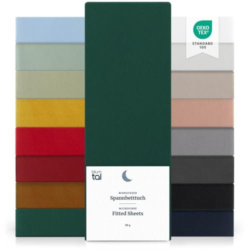 Blumtal® Spannbettlaken - Microfaser - Ökotex zertifizierte Bettlaken - Spannbetttuch - Bettbezug / Leintuch - 90x200cm - Dunkelgrün
