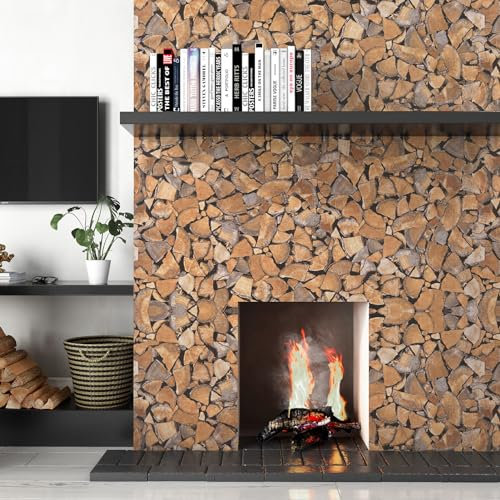 Yullpaper Papier Peint Effet Bois Orange 40 x 300 cm, Autocollant, Vinyle, Amovible, 1,2 m²