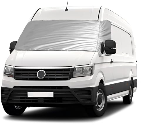 Opaltool Copertura Termica Esterna per Parabrezza per 2018-2023 VW Crafter, Copri Parabrezza Auto Antigelo di Lusso, Copertura Termica Pieghevole per Parabrezza Argento