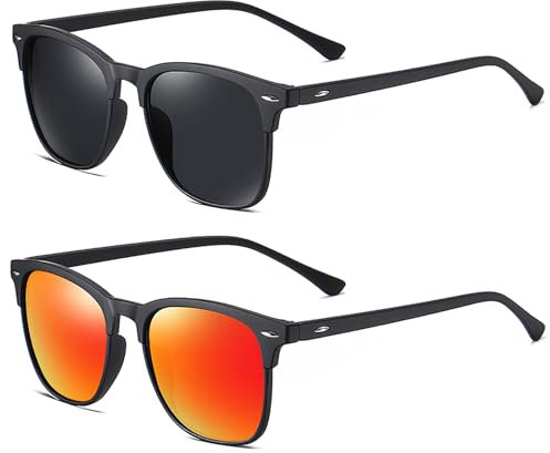 NIBOSI Sonnenbrille Polarisiert Herren Damen Eckig Pilotenbrille Retro Blaue Schwarz Orange UV400 Schutz Polarized Sunglasses Men Women fur Unisex Fahren Angeln Wander Reisen