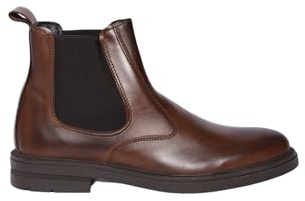 Stivaletti Uomo in Pelle Modello Chelsea con Punta Rotonda Scarpe Uomo Eleganti Slip-on Invernali Antiscivolo Made in Italy (Testa di Moro, Sistema Taglie Calzature EU, Adulto, Numero, Media, 42)