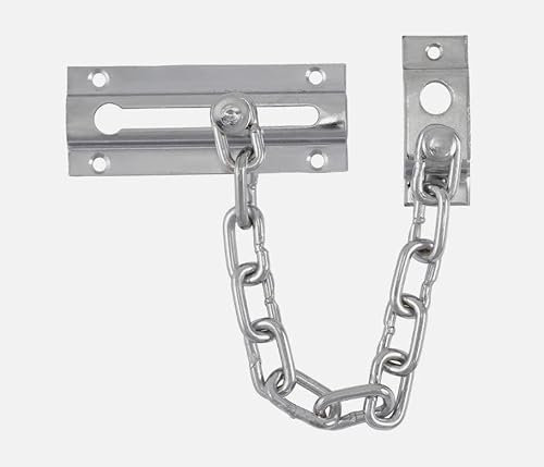 Security Door Chain Heavy Duty Safety Guard Lock Catch 85mm with Screws (Polished Chrome)