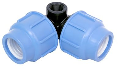 SAB Conector de codo con rosca hembra lateral 32 x 3/4 pulgadas, empalmes de compresión Blueseal 16 de PP, PN16, para empalme de tubos de polietileno para instalaciones de riego
