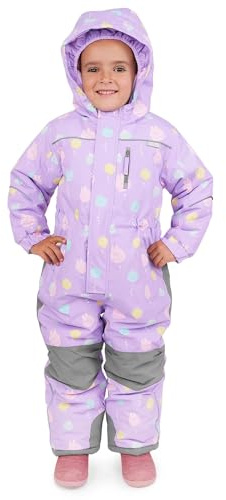 JAN & JUL Girls' Waterproof Insulated Snow Suit, Kids' Windproof One Piece Ski Suit (Macarons, Size 4T)
