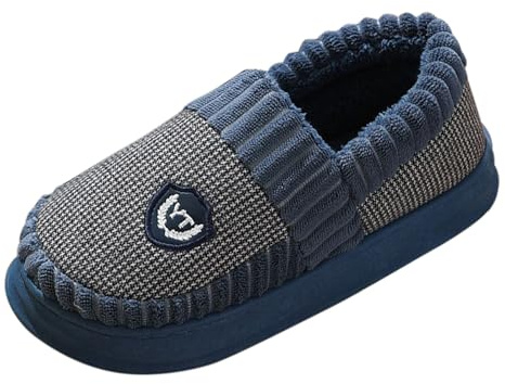 Zapatillas de estar por casa para hombre y mujer, pantuflas mullidas de algodón suave, ligeras, cómodas, cálidas, zapatillas de cabaña, forradas, cerradas, cómodas y suaves, marine, 47 EU