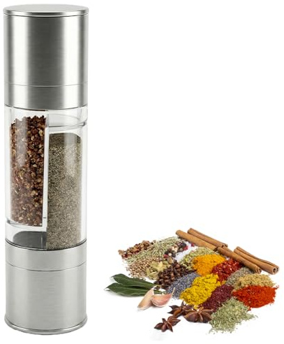 Molinillo Pimienta 2 en 1, Molinillo Especias Salero y Pimentero Molinillos Sal Salt and Pepper Grinder Set, Acero Inoxidable Saleros de Cocina Modernos Juego de Molinillos de Sal y Pimienta