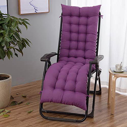 Trädgård loungestolkuddar, bärbar vadderad solsängskudde med remmar, utomhus avkopplingskudde för gungbänkar, lila, 53 x 170 x 8 cm – bekväm sittlösning