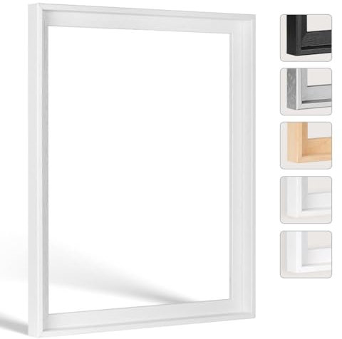 Bildershop-24 Schattenfugenrahmen Hamburg für Leinwände und Keilrahmen 100x150cm Weiß (gekalkt lackiert)