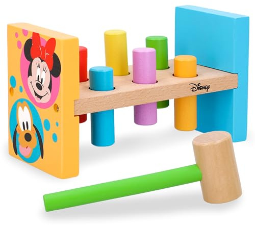 WOOMAX Juguete de Madera Martillo, para niños y niñas 1-2 años, Juguete Montessori Educativo, para preescolares, para Golpear al Topo