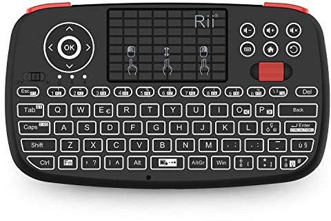 Rii Mini i4 Wireless + Bluetooth (layout ITALIANO) - Mini tastiera retroilluminata con touchpad compatibile con Smart TV, TV Box, Tablet, Smartphone, Console, PC, Fire TV, Raspberry