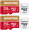 [5 Years Free Data Recovery] Gigastone 256GB Memory Card 2 Pack 4K Pro Camera Compatible with GoPro Switch, Speed 100MB/s. A2 U3 V30 Micro SDXC Card with SD Adapter.