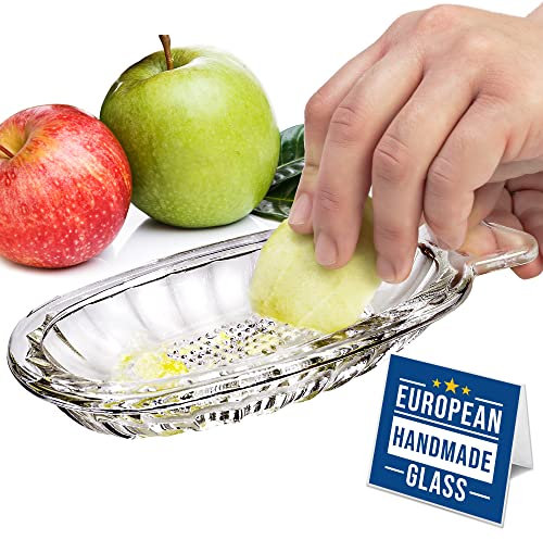 CRYSTALIA 100% SENZA PIOMBO Premium Grattugia Frutta Neonato, Fatto a Mano Grattugia Vetro
