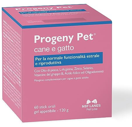 NBF Lanes | Progeny Pet Cane e Gatto, Gel Appetibile 60 bustine da 2 g, per la Normale Funzionalità Estrale e Riproduttiva di Cagne e Gatte Adulte