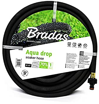 Porous Hose Pipe Aqua Drop 7.5-30M + Connectors Flexible Durable Soaker Hose Pipe Watering System Leaky Soaker Hose Irrigation System Plants Watering (7.5)