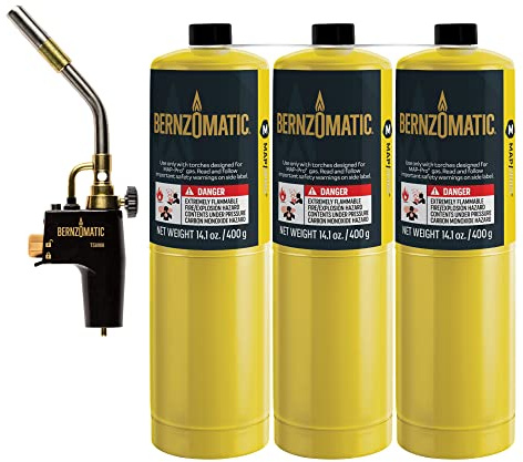 Bernzomatic Map Pro Gas Cylinder 3-Pack with Max Performance Torch TS8000 (MG9/TS8000)