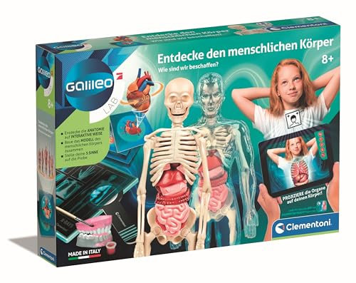 Clementoni Galileo Lab Upptäck människokroppen – experimentlåda med interaktiv metod – experiment för barn från 8 år, 59348, medel