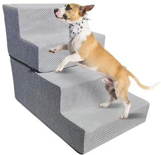 Galatée Scale Per Cani e Gatti Di Piccola Taglia, Rampa Antiscivolo Per Letti Alti e Divani, Gradini Per Animali Domestici Con Fodera Lavabile Rimovibile (4 Passaggi)