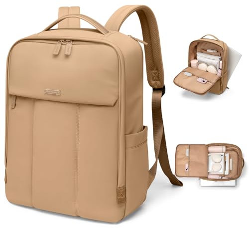 GOLFA QUALIY Zaino da Viaggio Uomo 16 Pollici Grande Porta PC Donna Lavoro Laptop Unisex Scuola per PC Portatili Ufficio Università, per Aereo Marrone