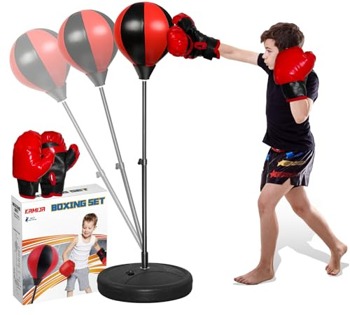 Punching Bag for Kids, Boxing Bag for 3-8 Years Old, Punching Bags with Height Adgustable Stand, Kids Boxing Set with Gloves, Sport Toy for Boys & Girls