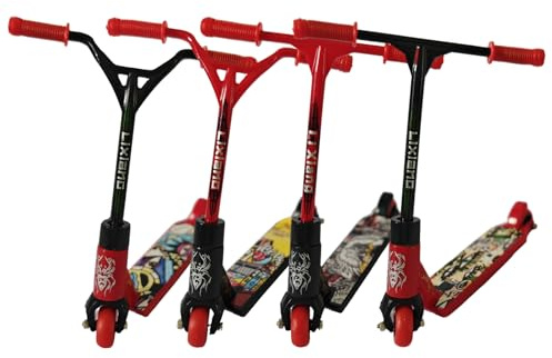 JRYGAC 4 st födelsedagsprylar för barn finger mini skateboard gåvor födelsedag skateboard för finger leksaker, barn skateboard mini fingerbräda för barn (röd och svart)