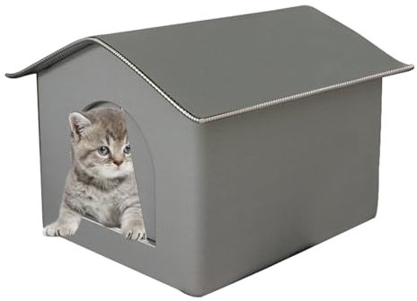 PetsHome Foldable Warm Pet Cave for Winter - Waterproof Outdoor Cat House Villa Tent for Rainy Days