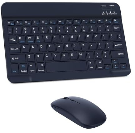Set Tastiera e mouse wireless Bluetooth, Tastiera Wireless Portatile Ultra Sottile, Tastiera Ricaricabile, Ergonomica, Compatibile con Sistemi iOS, Windows, Android