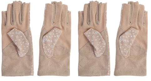 SOLUSTRE 2 Paar Dünne Baumwoll Handschuhe mit UV Sonnenschutz Stoßdämpfend und Halbfinger zum Autofahren und Wandern Atmungsaktiv und Langlebig