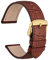 WOCCI 20mm Uhrenarmband Leder für Damen und Herren, Geprägtes Alligator, Goldene Schnalle (Braun)
