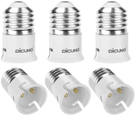 DiCUNO 6-Pack E27 a B22 Socket Converter Socket Adapter Adattatore di base per lampada di alta qualità per lampadine a LED, incandescenza e CFL