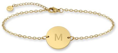 Initialen Armband für Frauen | Valentinstag - Geschenk für Sie | Mädchen mit Gravur M Maike Mara Mareike Maren Marie Mariella Marina Melanie Melina Michelle Miriam Mona Mike Manuel Marc Marcel