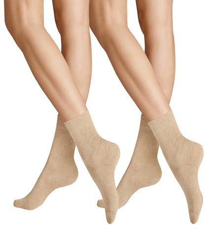 Hudson Damen Socken Only 2-Pack druckfreier Bund Beigemel. 0723 39-42