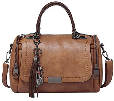 BUKESIYI Mujer Bolsos Bandolera Vestir Casual Bolsos de Mano Convertible PU Cuero Piel ES77152 Marrón