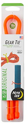 Nite IZE GT18-31-2R3 Original Gear, Reusable Rubber, 18 Inch, 2-Pack, Bright Orange, Made in The USA Twist Tie, 2 Count (Pack of 1)