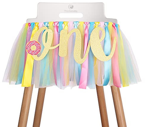 Sweet One Donut-Geburtstagsparty-Dekorationen für Mädchen, Party-Thema, Zugflagge, Hochstuhl-Banner, Hochstuhl-Stoffgirlande, Partyzubehör, Rosa, Gelb, Blau, Foto-Requisiten, handgefertigt