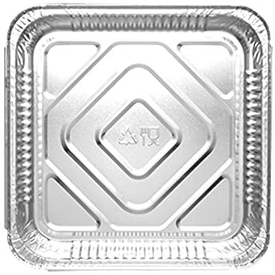 M1SS (Pack of 100- Large Aluminium Foil Tray 9 X 9 X 1.5 Inch Food Large Container with Lids Square Tin Foil Recyclable Aluminium Disposable Pan Catering for Grilling Bake Oven Safe Home Restaurant