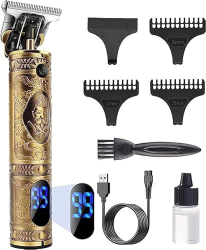 Tagliacapelli Elettrico Professionale, con Display LCD, Rasoio con regolabarba da 0mm a 4mm, Batteria Ricaricabile di Lunga Durata. Rasoio per Barba e Capelli