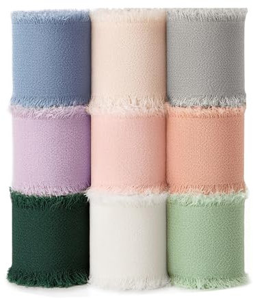 BYZANDQI Chiffonband 9 Rollen Schleifenband Breit Geschenkband Hochzeit Dekoband Stoffband Seidenband 3,8cm x 22,5m