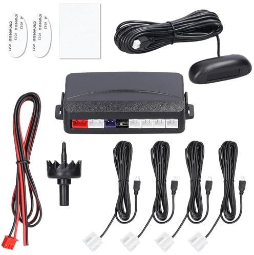 Mulcort 4 sensori di parcheggio, display LCD, sensore di parcheggio, sistema di retromarcia, allarme antidiagnosi, bianco