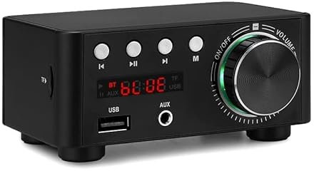 Hi-Fi-förstärkare，Audioförstärkare 68W+68W Infineon MA12070 Bluetooth 5.0 förstärkare Digital ljudeffektförstärkare Klass D USB AUX TF Hemmabio HiFi Stereo Mini(Black Amplifier)