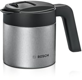 Bosch Insulated Stainless Steel Coffee Pot - 1L, 33.8 fl.Ooz. - Dishwasher Safe Carafe for Espresso, Milk - Sliding Lid - Accessory for 800 Series VeroCafe Machines - Black/Silver - TCZ8007US