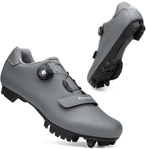 Feyenold Fahrradschuhe Herren Mountainbike Schuhe Damen MTB Radsport Schuhe Kompatibel mit SPD Cleats Grey 41 EU