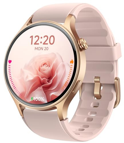 aeac Smartwatch Damen Rund mit Telefonfunktion,AMOLED Ultra-Clear Screen Uhren Damen (Durchmesser 43mm),110+ Sportmodi Watch mit SpO2 Pulsuhr Schlafmonitor,3ATM Wasserdicht Fitnessuhr für iOS Android