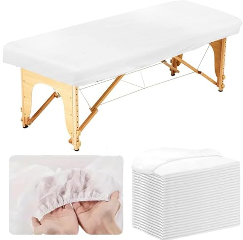 30pcs Disposable Fitted Massage Table Sheets with Elastic, Breathable Disposable Massage Table Cover, Non Woven Fabric Spa Bed Covers,Single Use for Beauty Salon Wax Tattoo Facial Lash Bed,35 x 86