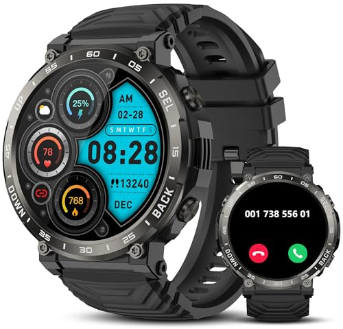 IDEALROYAL Reloj Inteligente Hombre,1,52 HD Smartwatch Funcionalidad Llamada, 110＋ Modos Reloj Deportivo ，Resistente Agua IP68, Smart Watch Salud Android iOS