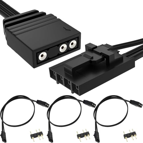 HAAMNING7 Cavo adattatore RGB da 4 pin a 3 pin per Corsair RGB, cavo connettore per dispositivi ARGB da 5 V a 3 pin, Lighting Node CORE, Commander CORE e iCUE Commander CORE XT (10 cm, 3 pezzi)